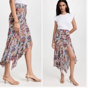 Veronica Beard Multicolor Mac Tapestry Asymmetrical Skirt